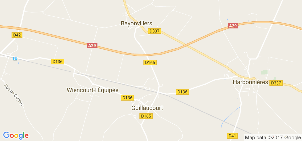 map de la ville de Guillaucourt