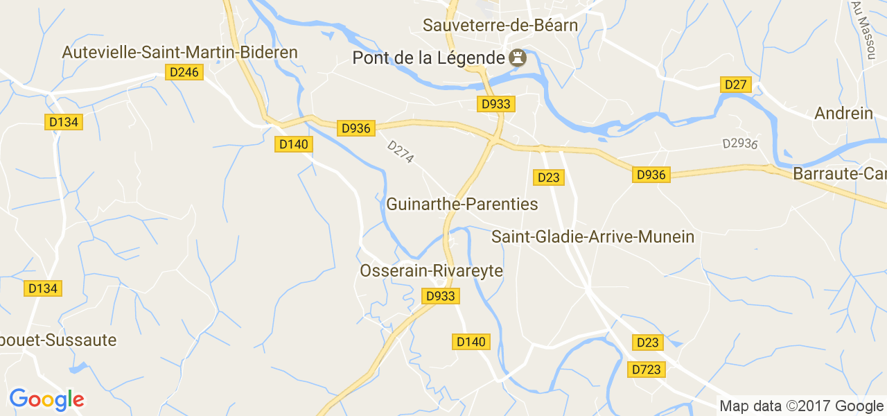 map de la ville de Guinarthe-Parenties