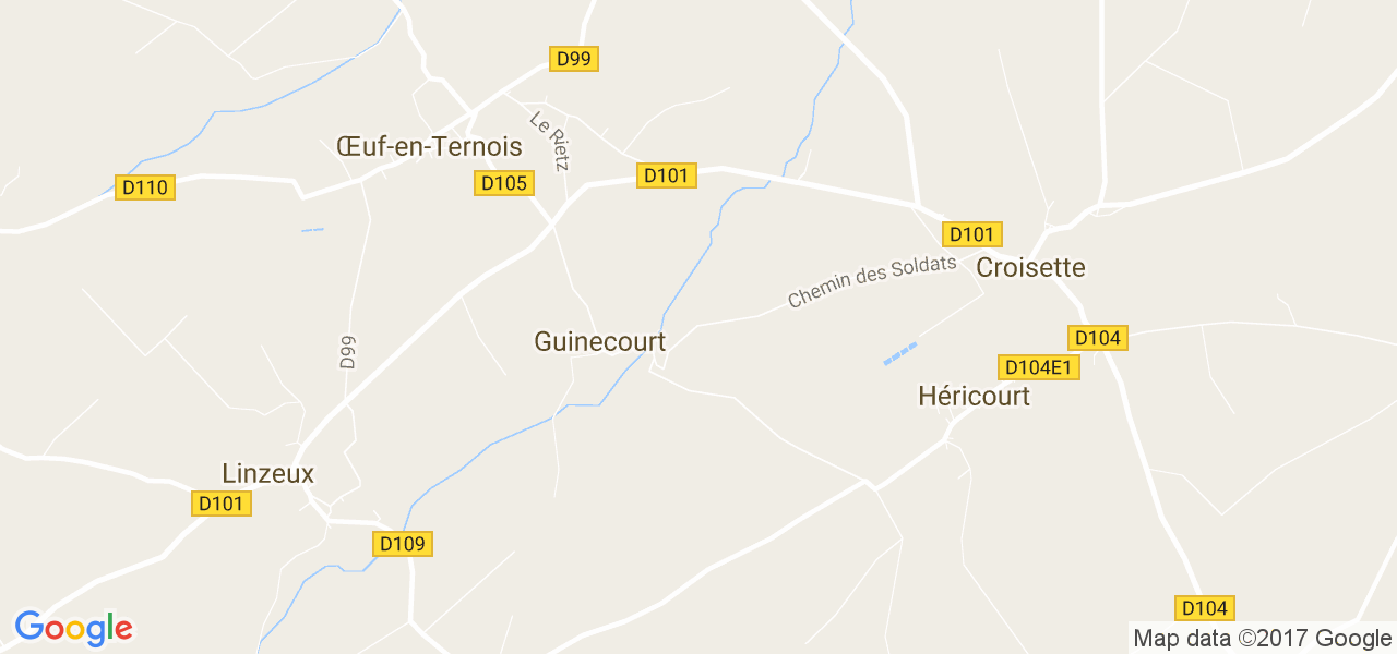 map de la ville de Guinecourt