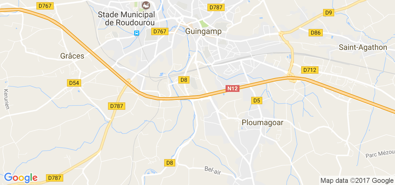 map de la ville de Guingamp