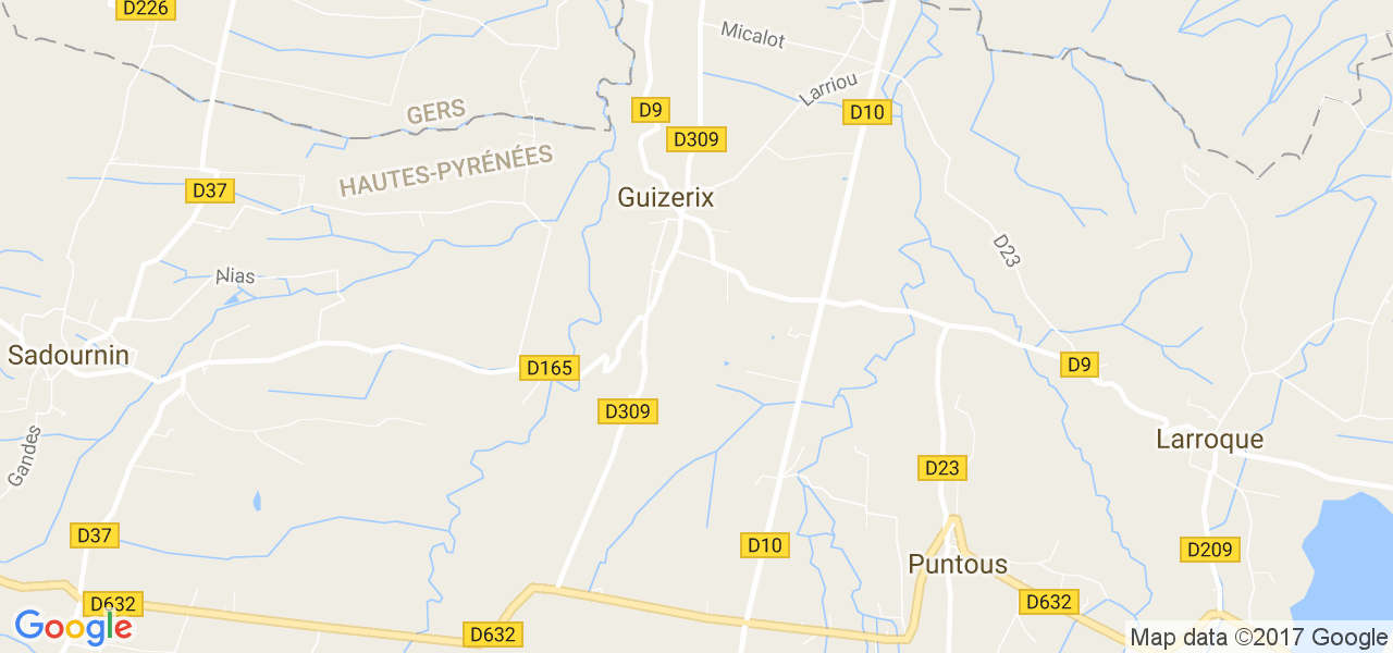 map de la ville de Guizerix