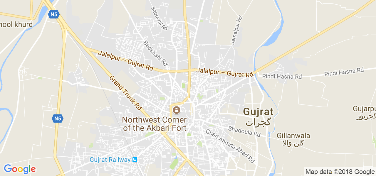 map de la ville de Gujrat