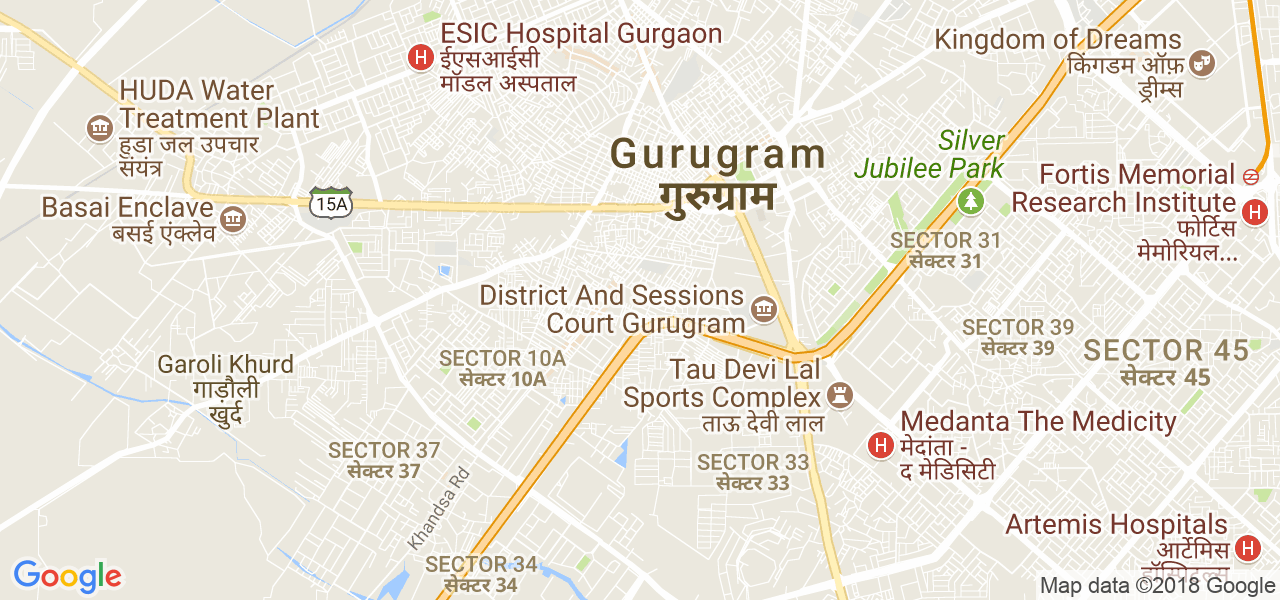 map of the city of Gurgaon