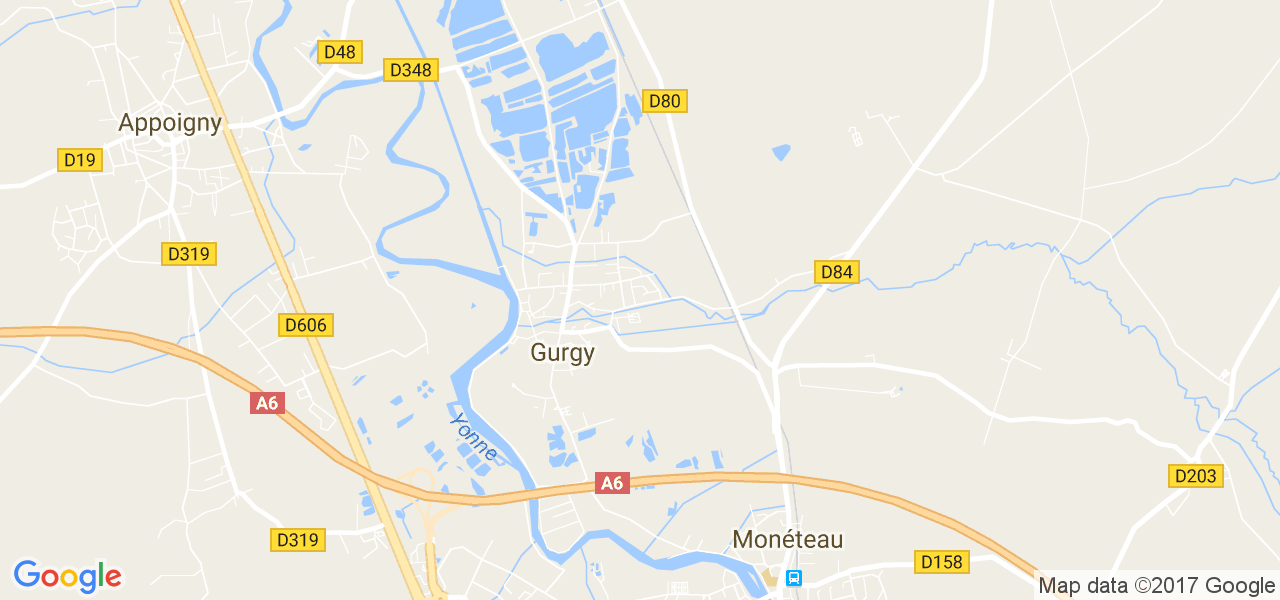 map de la ville de Gurgy