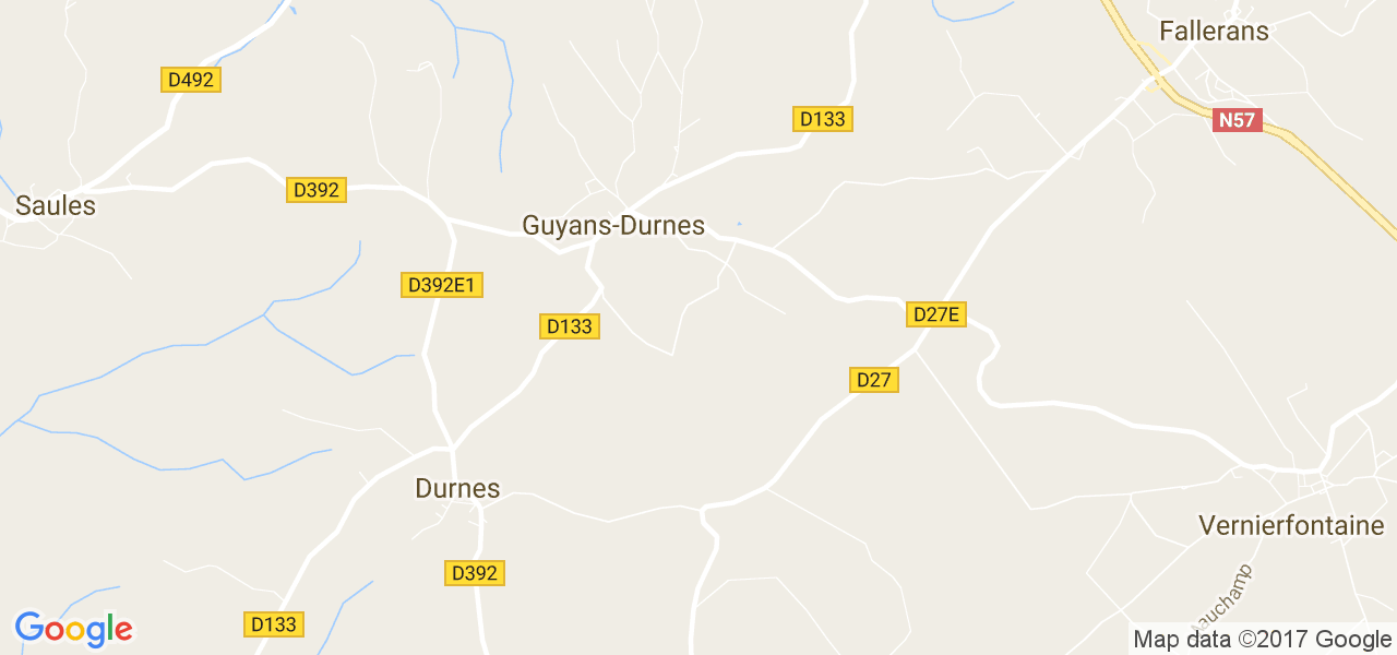 map de la ville de Guyans-Durnes