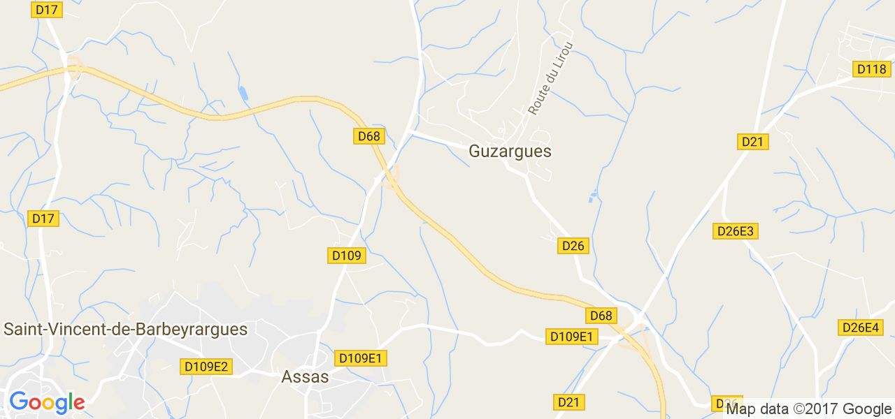 map de la ville de Guzargues