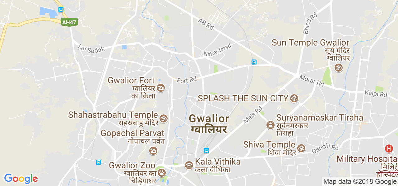 map de la ville de Gwalior