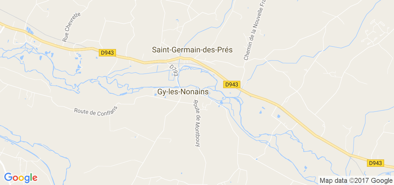 map de la ville de Gy-les-Nonains