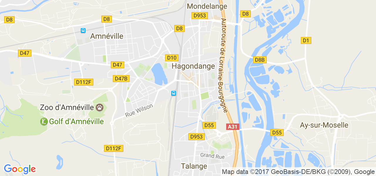 map de la ville de Hagondange