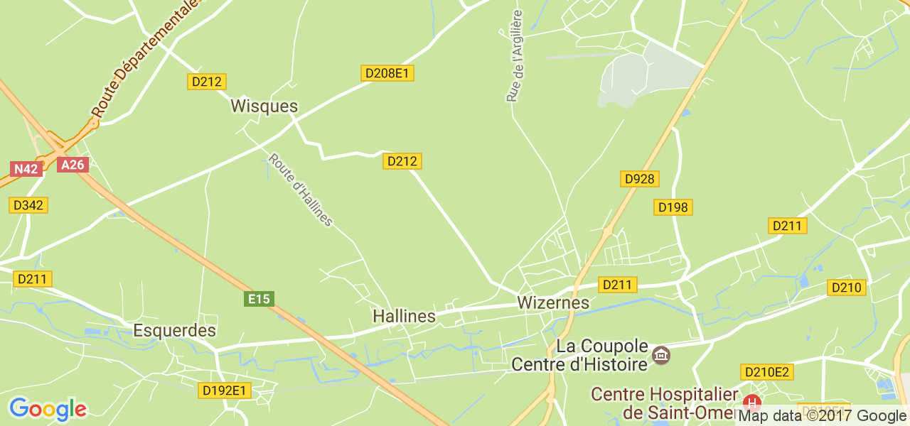 map de la ville de Hallines