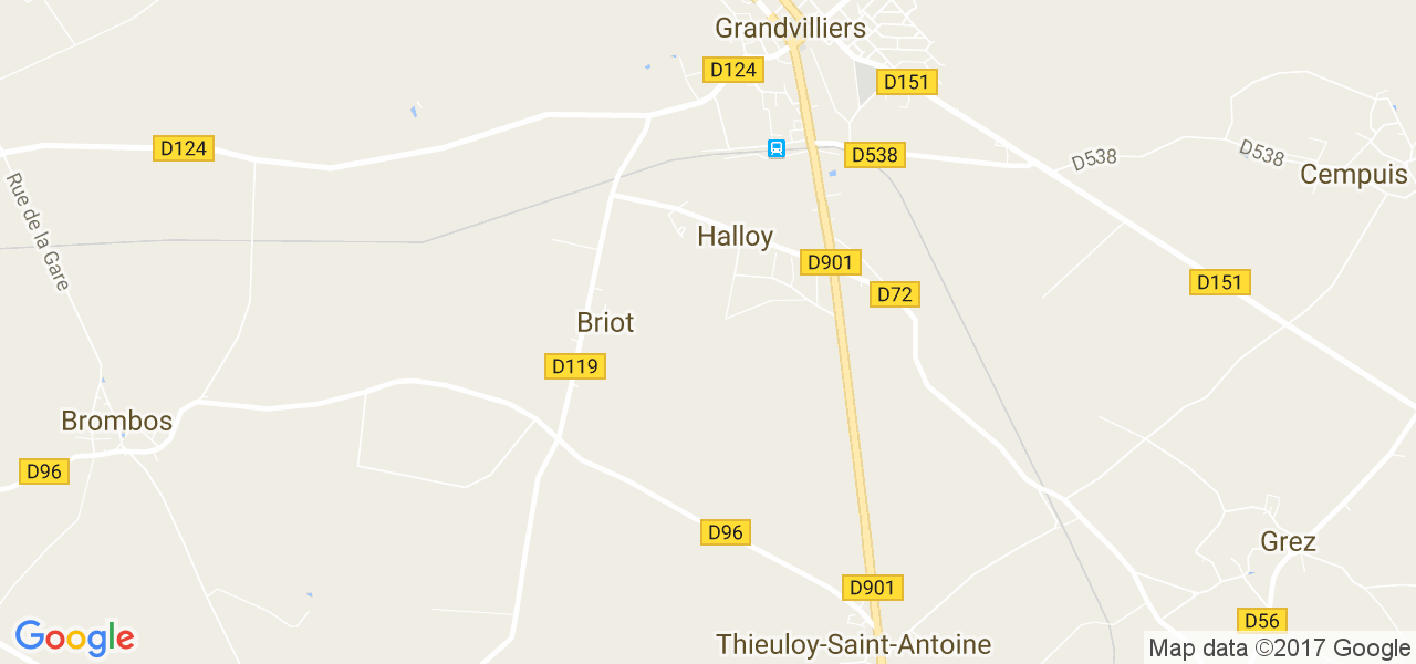 map de la ville de Halloy