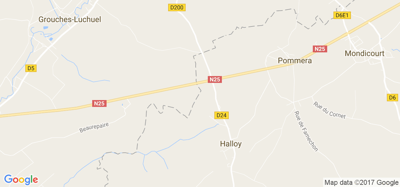 map de la ville de Halloy