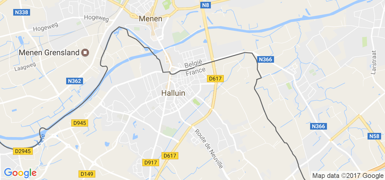 map de la ville de Halluin