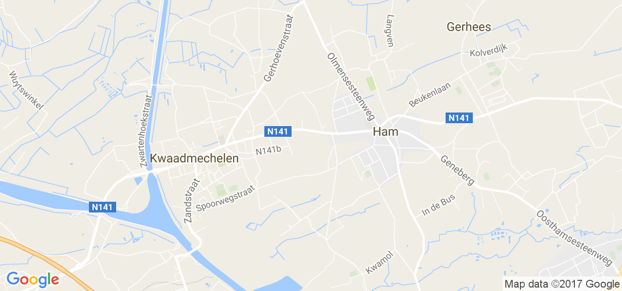 map de la ville de Ham