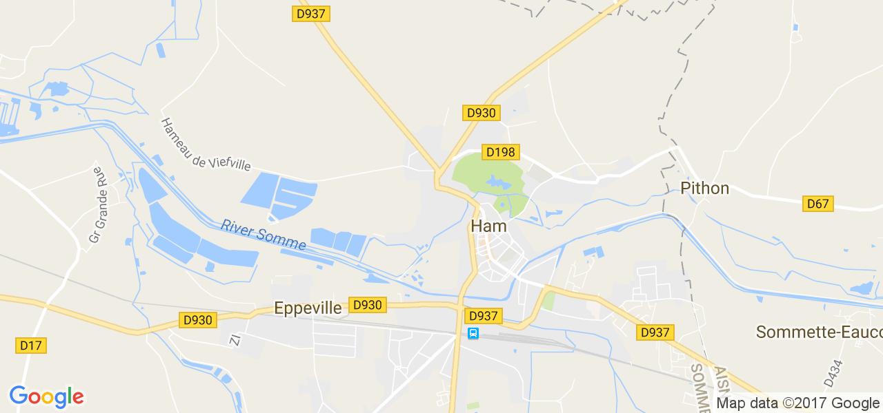 map de la ville de Ham