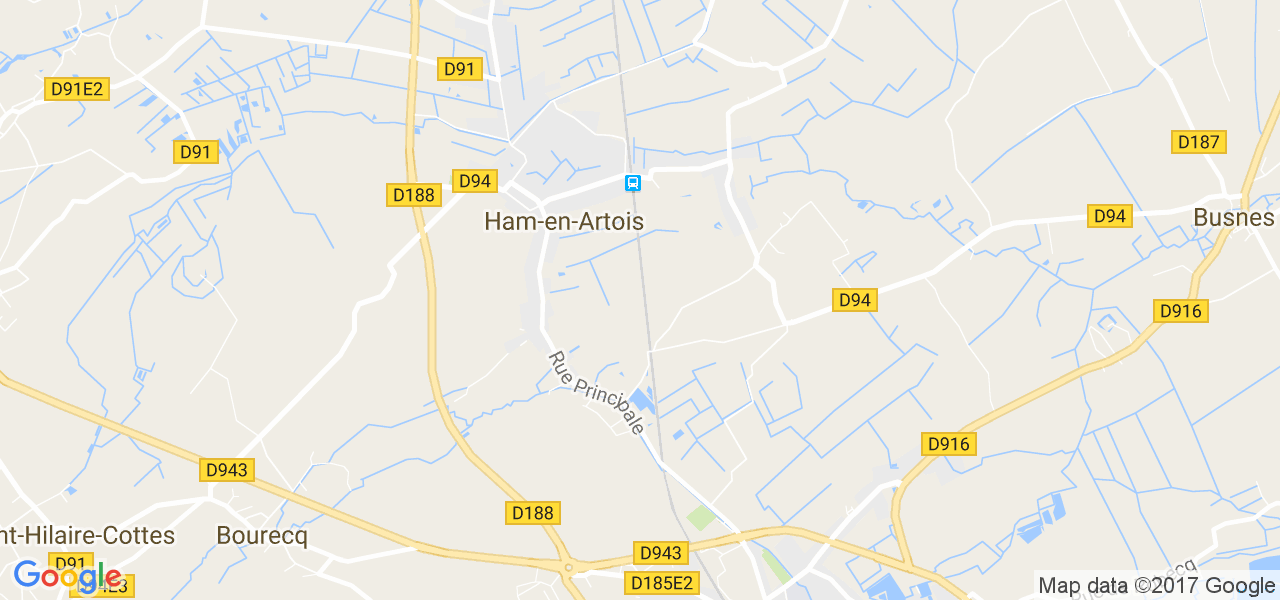 map de la ville de Ham-en-Artois