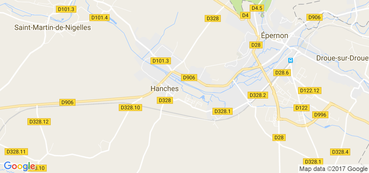 map de la ville de Hanches