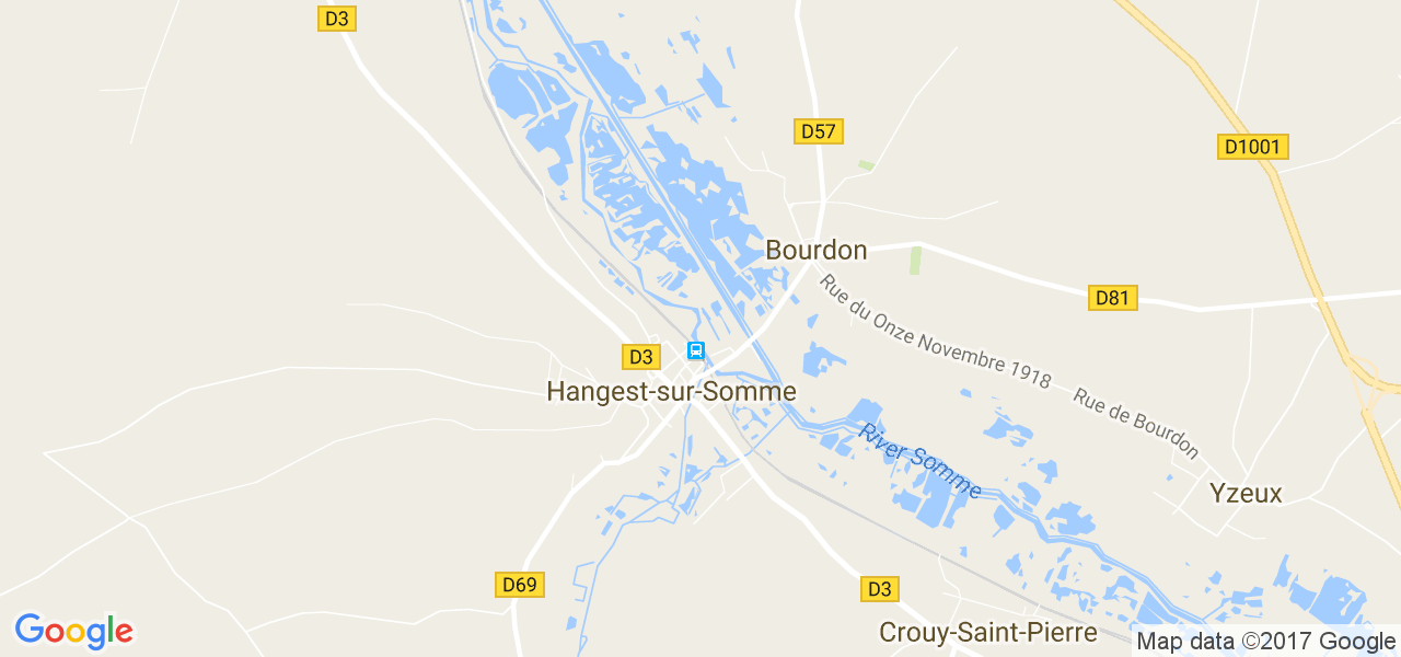 map de la ville de Hangest-sur-Somme