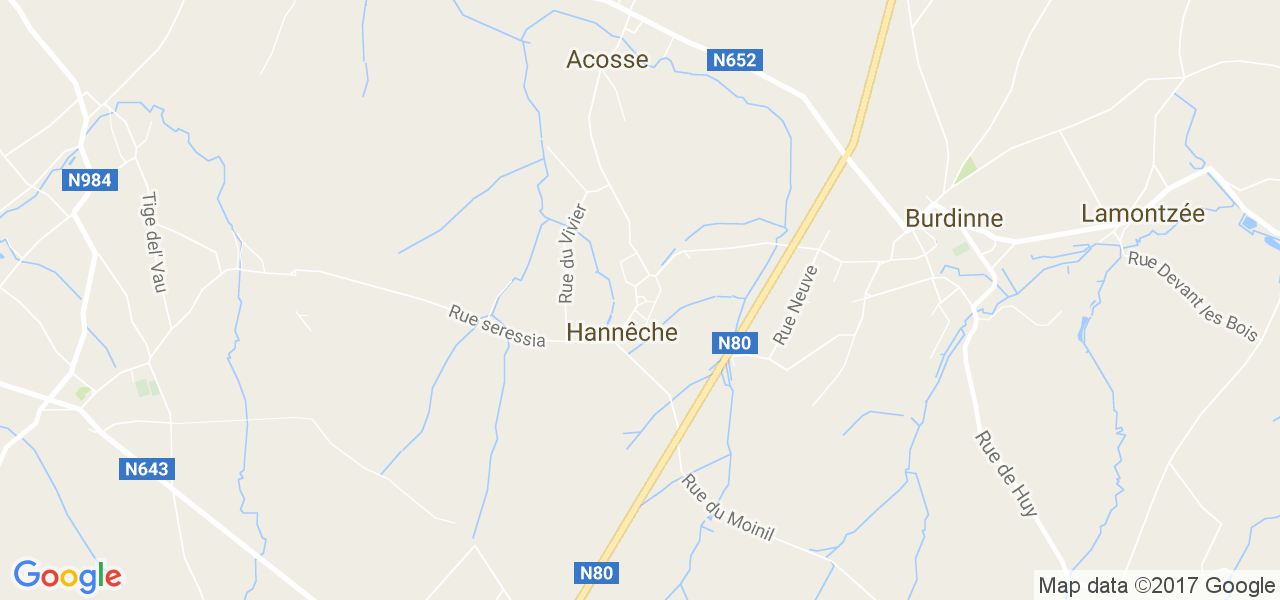 map de la ville de Hannêche