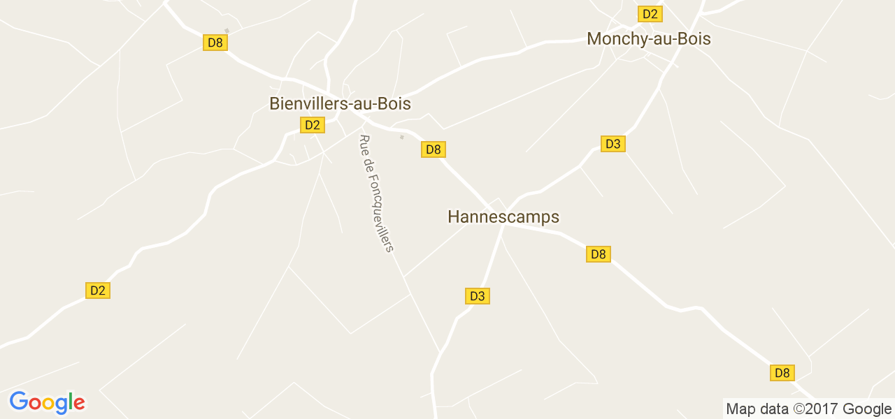 map de la ville de Hannescamps