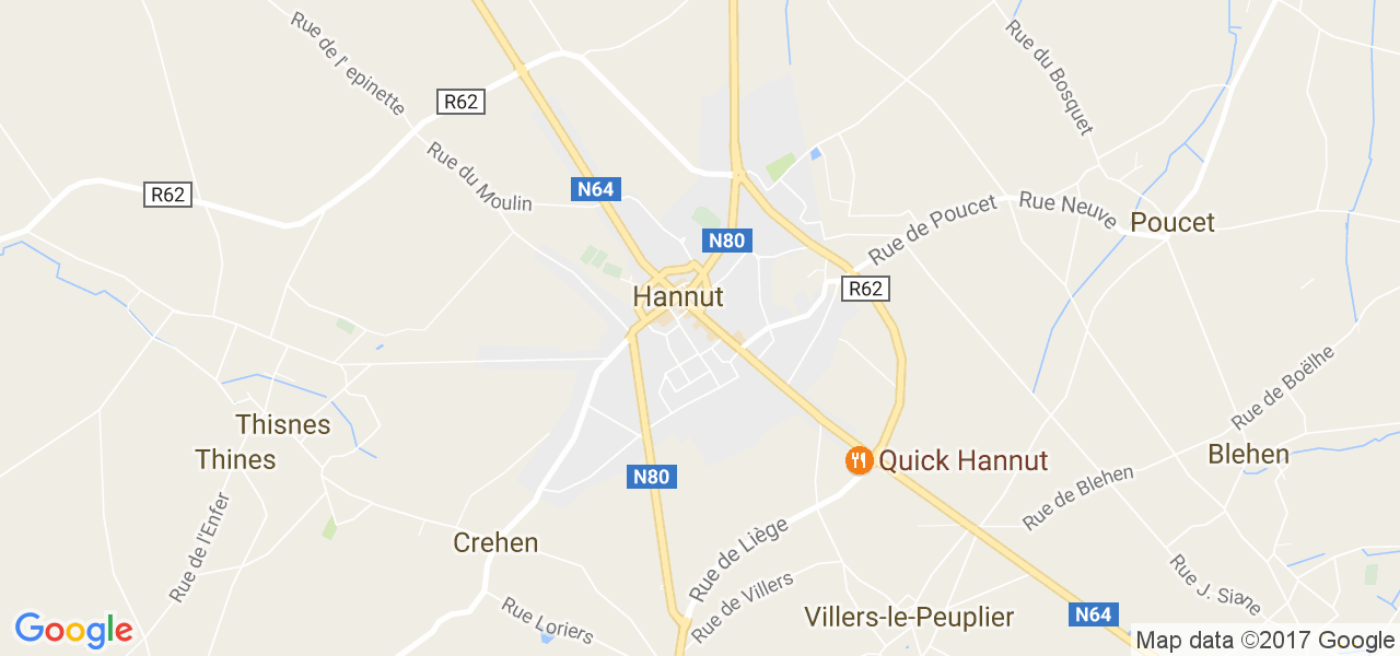 map de la ville de Hannut