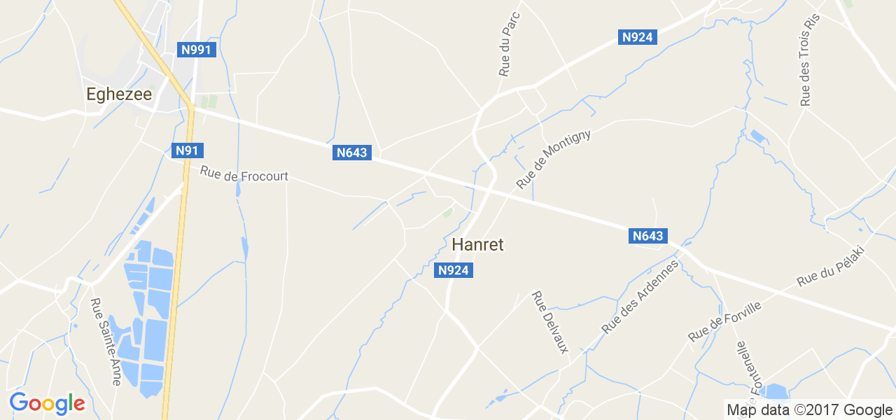 map de la ville de Hanret