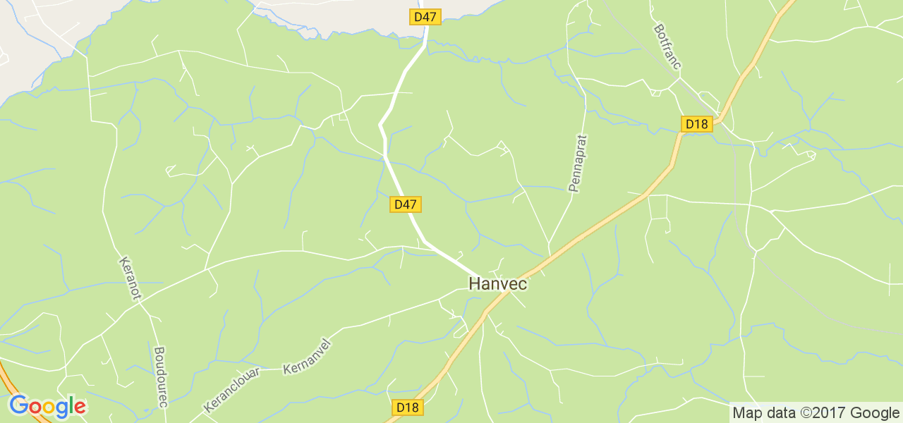 map de la ville de Hanvec