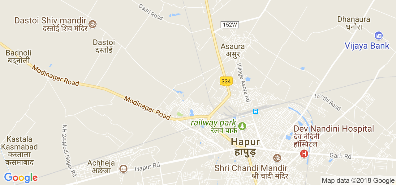 map of the city of Hapur