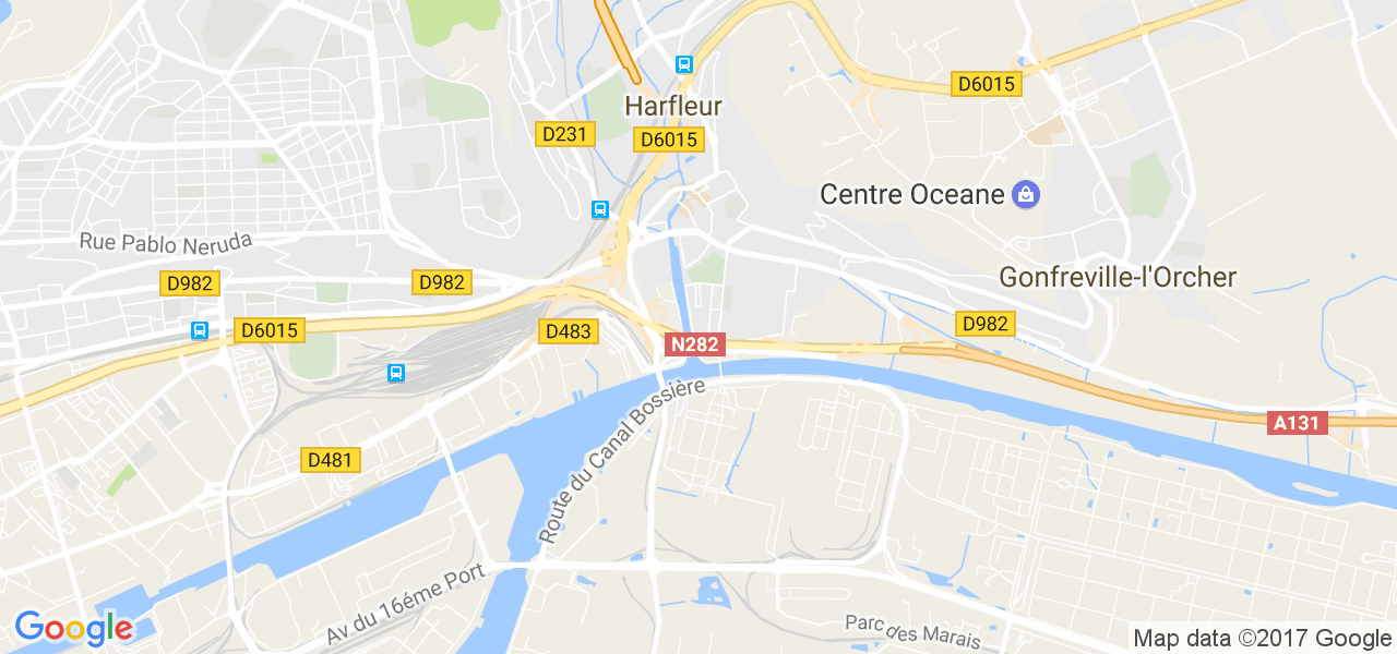 map de la ville de Harfleur