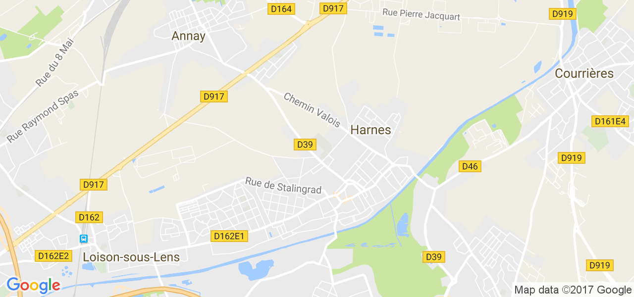 map de la ville de Harnes