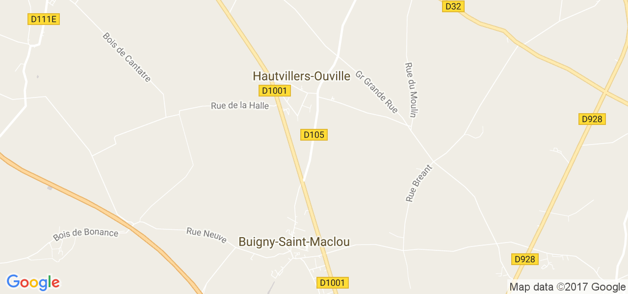 map de la ville de Hautvillers-Ouville