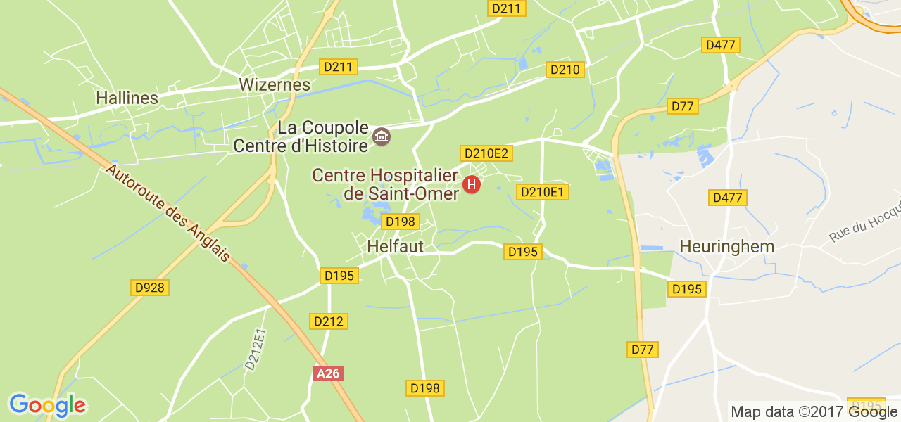 map de la ville de Helfaut