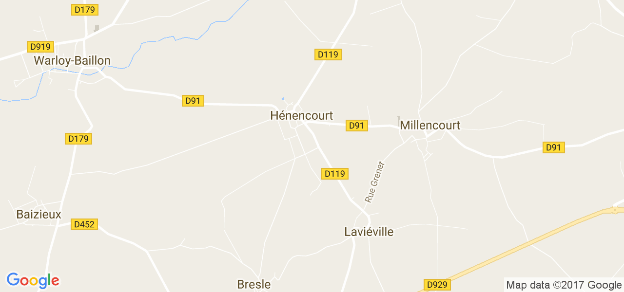 map de la ville de Hénencourt