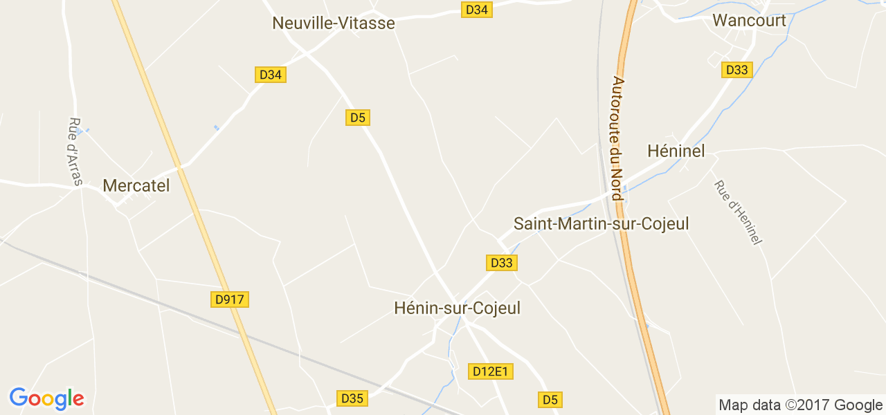 map de la ville de Hénin-sur-Cojeul