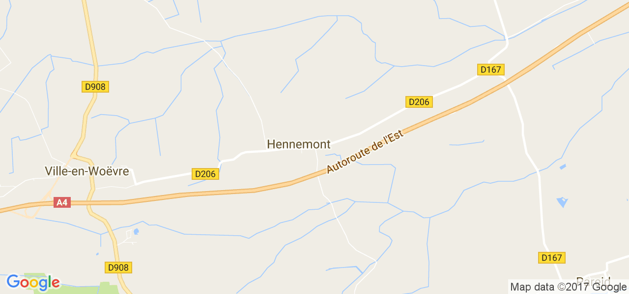 map de la ville de Hennemont