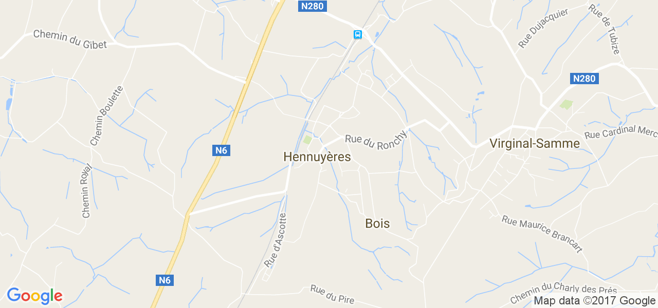 map de la ville de Hennuyères