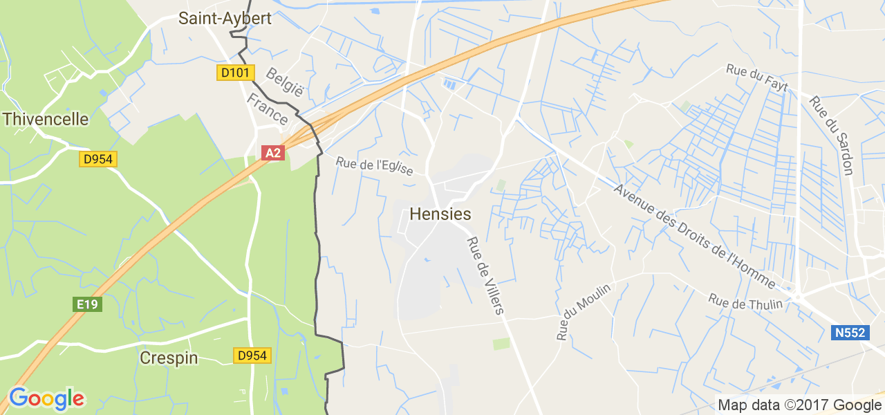 map de la ville de Hensies