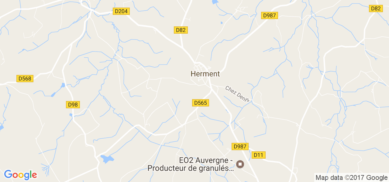 map de la ville de Herment