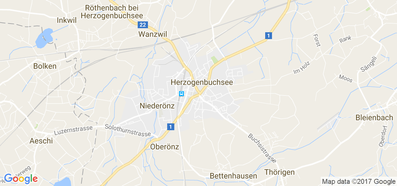 map de la ville de Herzogenbuchsee