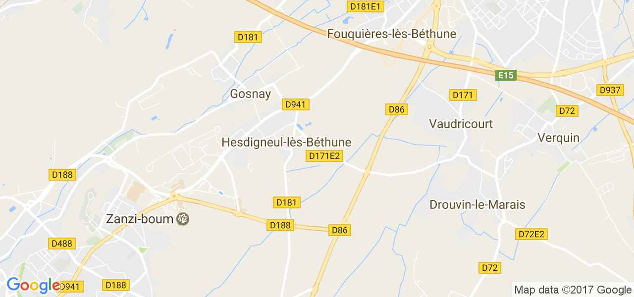 map de la ville de Hesdigneul-lès-Béthune