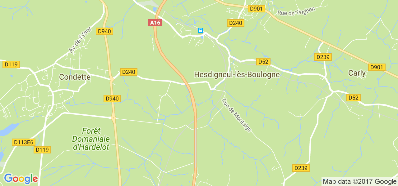 map de la ville de Hesdigneul-lès-Boulogne