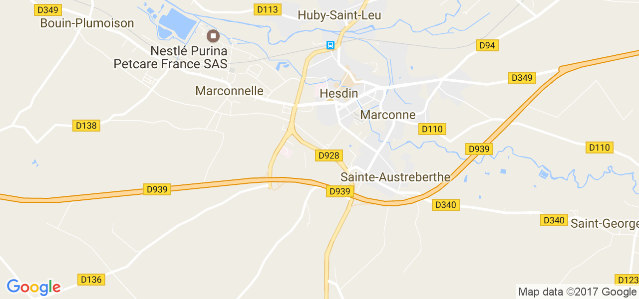map de la ville de Hesdin