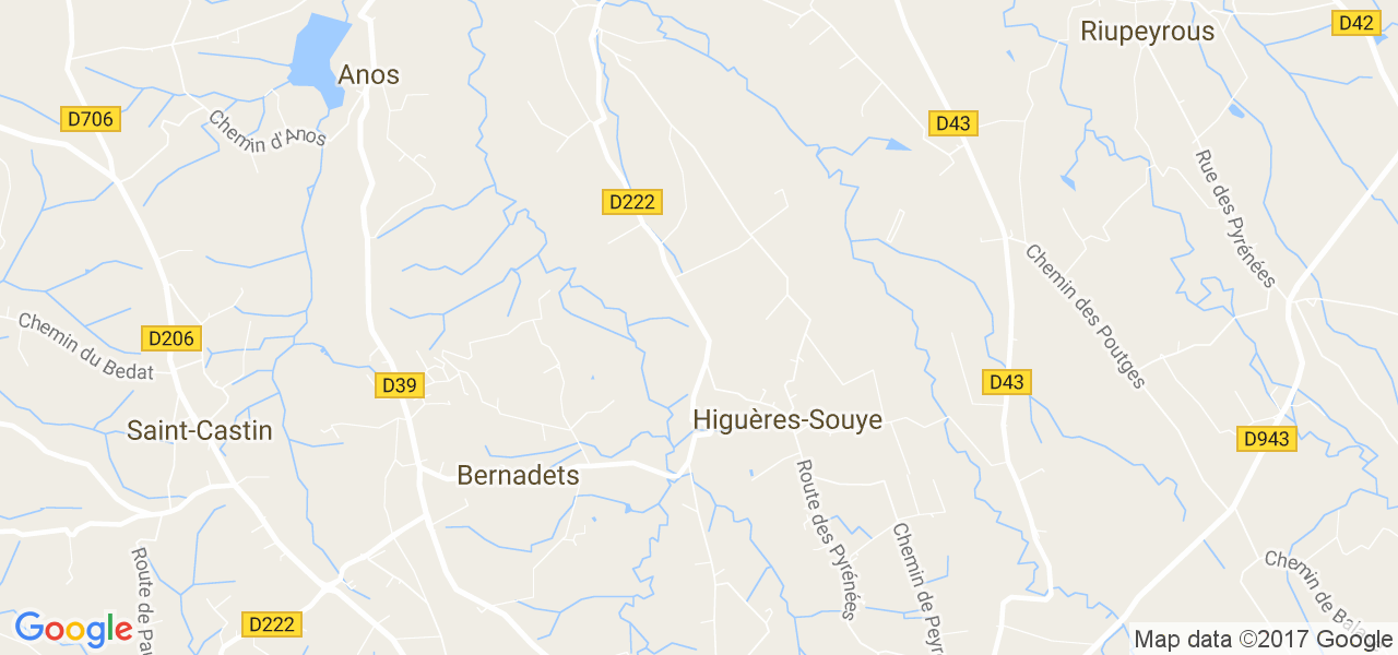 map de la ville de Higuères-Souye