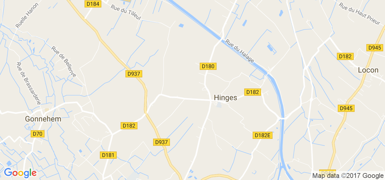 map de la ville de Hinges