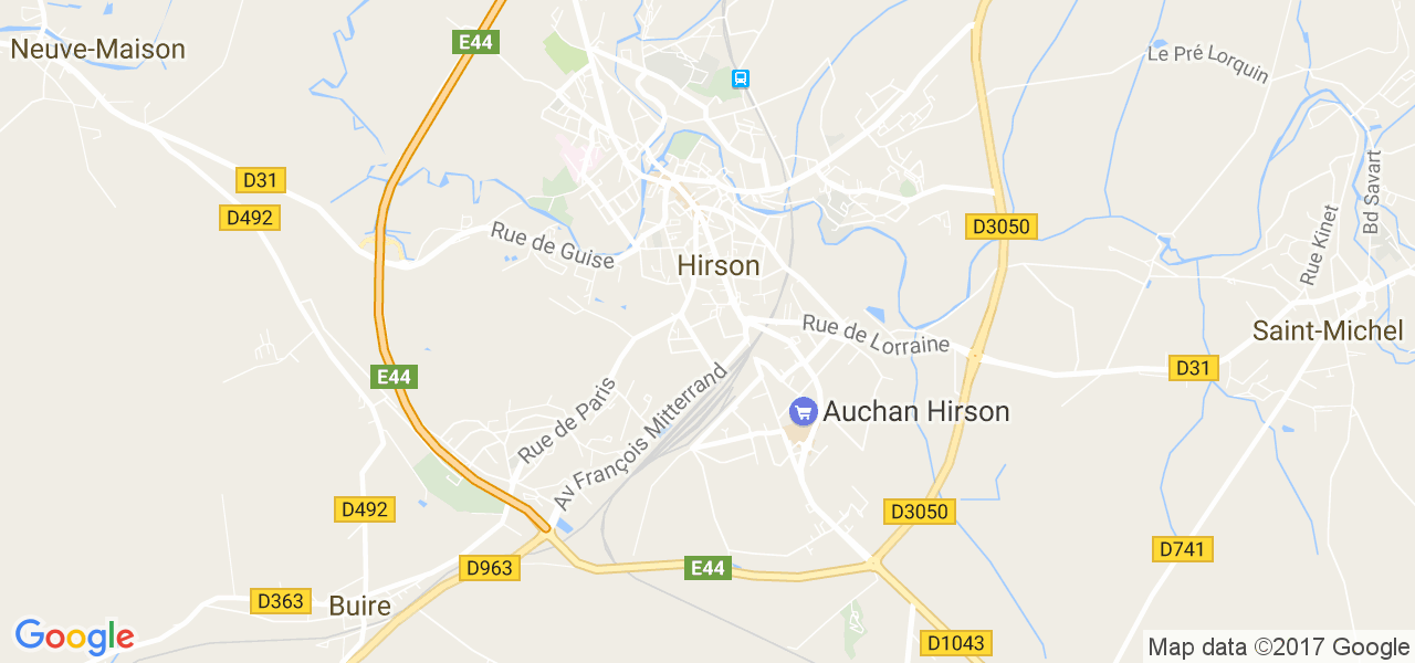 map de la ville de Hirson