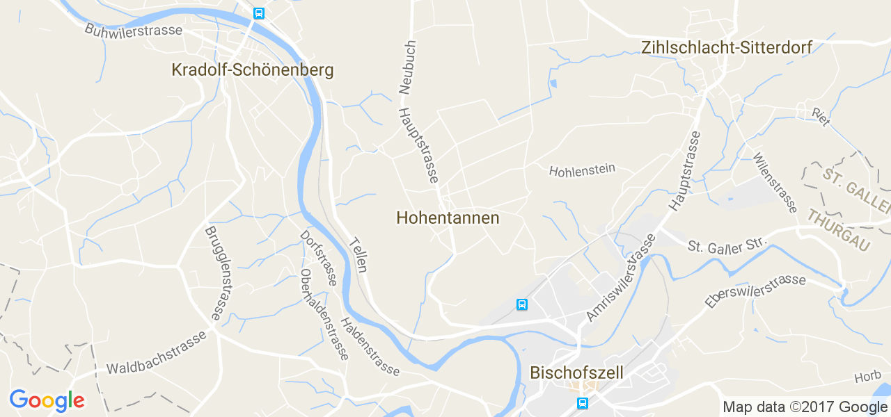 map de la ville de Hohentannen