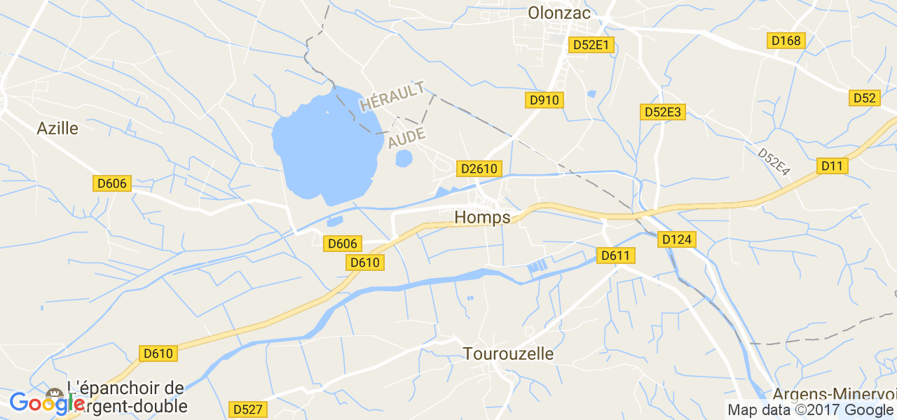 map de la ville de Homps