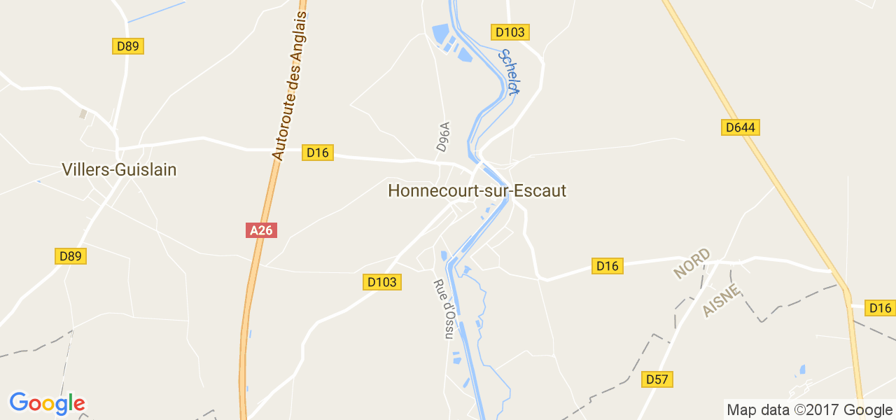 map de la ville de Honnecourt-sur-Escaut