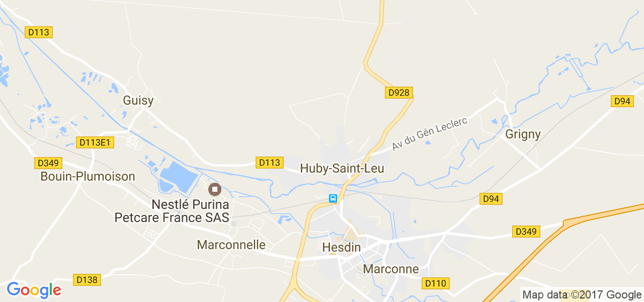 map de la ville de Huby-Saint-Leu