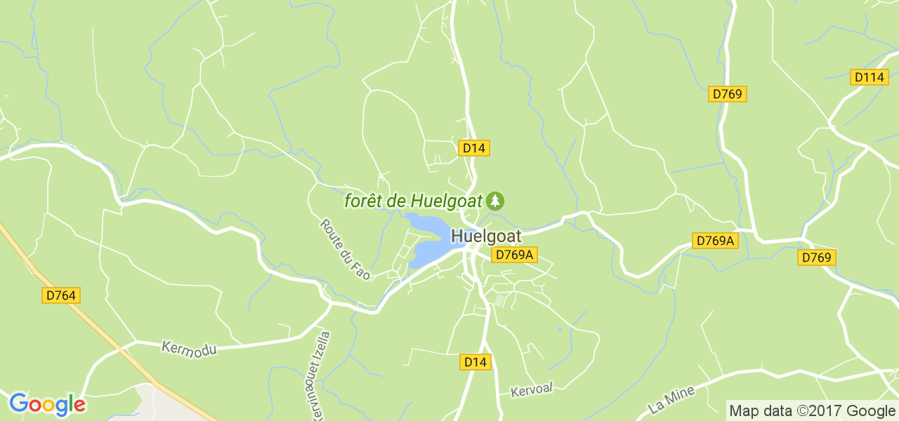 map de la ville de Huelgoat